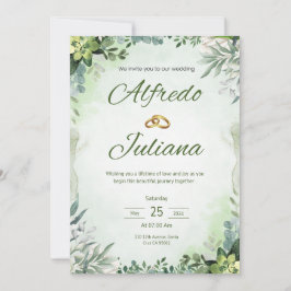 Invitación de boda floral en verde salvia Todo en 