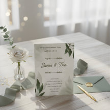 Invitación de boda floral femenina verde acuarela