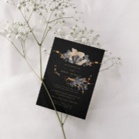 invitación de boda floral floral dorada exclusiva