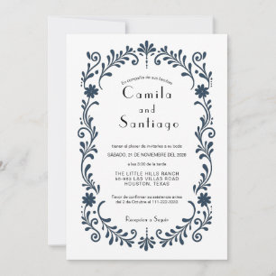 Invitación de Boda Floral Folclórica Mexicana Eleg