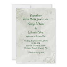 Invitación de boda floral francesa en verde salvia