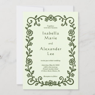 Invitación de boda floral francesa ilustrada a man