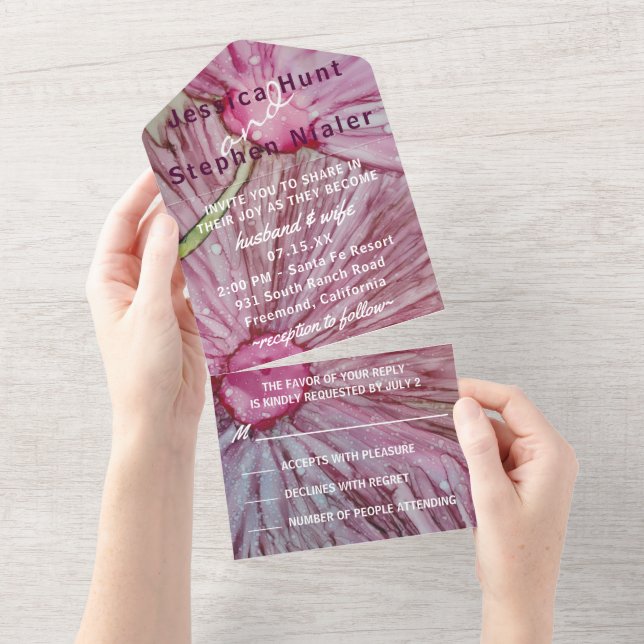Invitación de boda floral fresca todo en uno (desgarro)