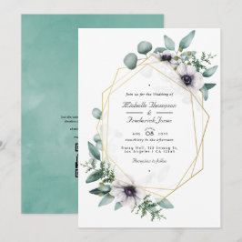 Invitación de boda floral geométrica de eucalipto