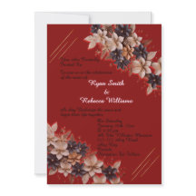 Invitación de Boda Floral Geométrica Roja