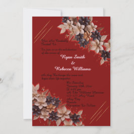 Invitación de Boda Floral Geométrica Roja