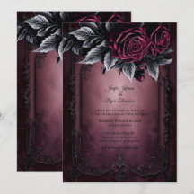 Invitación de boda floral gótica romántica oscura