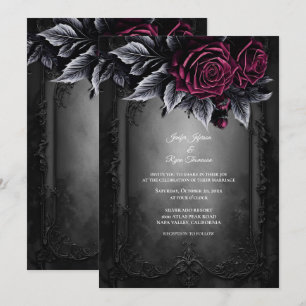 Invitación de boda floral gótica romántica oscura