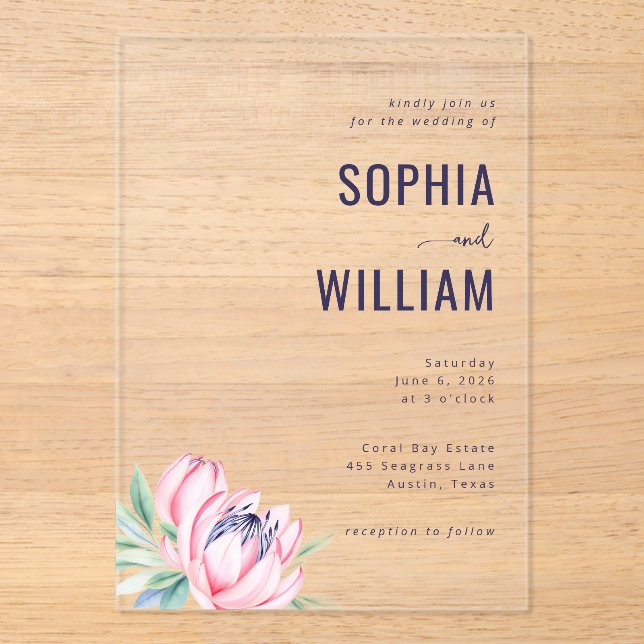 Invitación de boda floral gris elegante (Anverso)