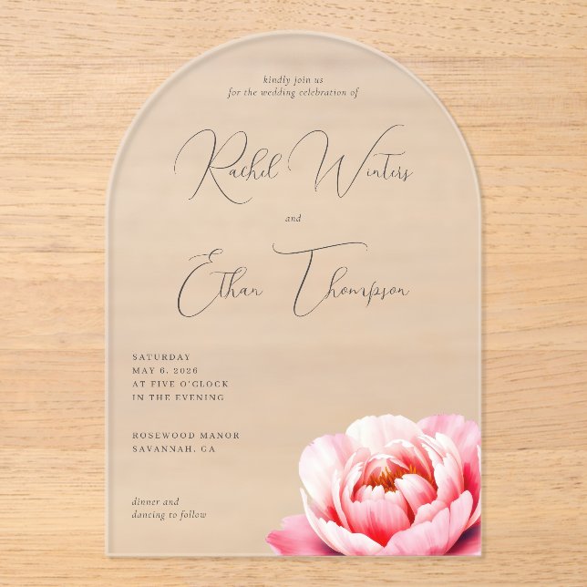 Invitación de boda floral gris elegante (Anverso)