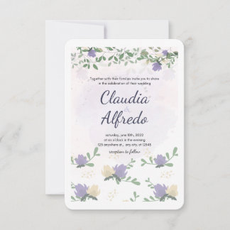 Invitación de boda floral lavanda