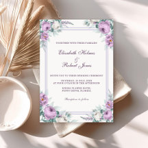 Invitación de boda floral lavanda púrpura