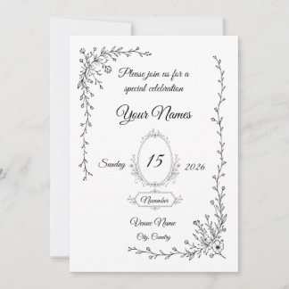 Invitación de Boda Floral | Letra Elegante