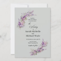 Invitación de boda floral lila