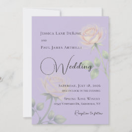 Invitación de boda floral lila claro