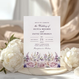 Invitación de Boda Floral Lila Malva