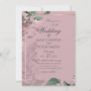Invitación de boda floral lilas