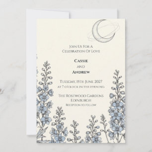 Invitación de boda floral Luna Azul