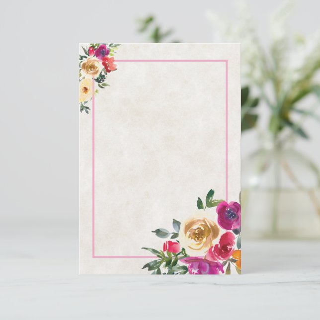 Invitación de boda floral magenta y limón con pres (Anverso de pie)