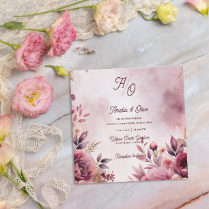 Invitación de boda floral mágica romántica en colo