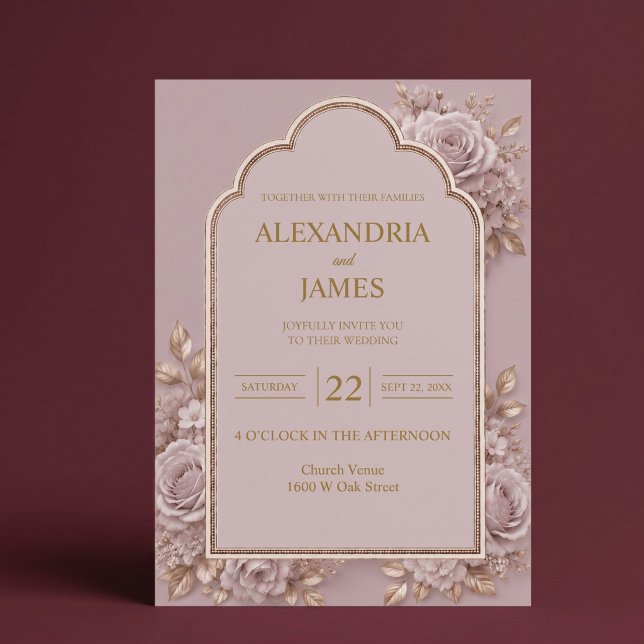 Invitación de boda floral malva (Subido por el creador)