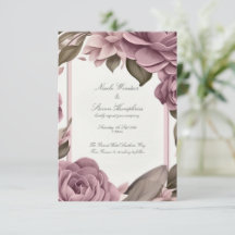 Invitación de boda floral malva Juntos por siempre