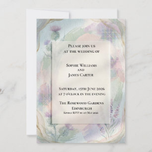 Invitación de boda floral melocotón y salvia paste