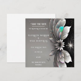 Invitación de Boda Floral Metálica Moderna