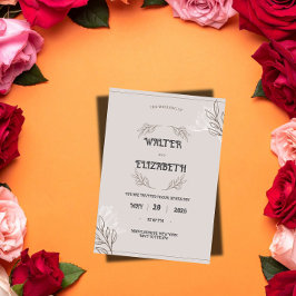 Invitación de boda floral minimalista boho elegant