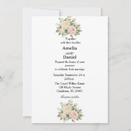 Invitación de boda floral minimalista simple