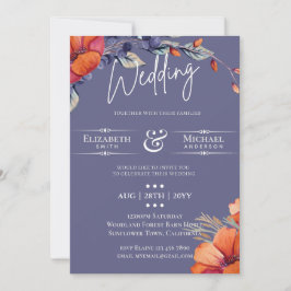 Invitación de Boda Floral Moderna de Lavanda y Nar