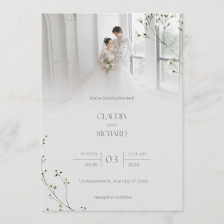 Invitación de boda floral moderna elegante | Minim