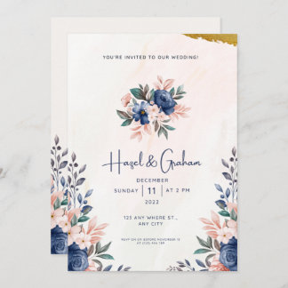 Invitación de boda floral moderna elegante y econó