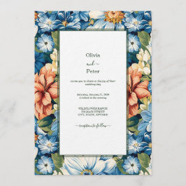 Invitación de boda floral moderna pastel