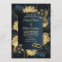 Invitación de boda floral moderna Tarjeta personal