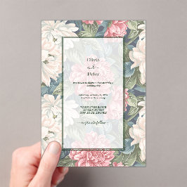 Invitación de boda floral moderna transparente