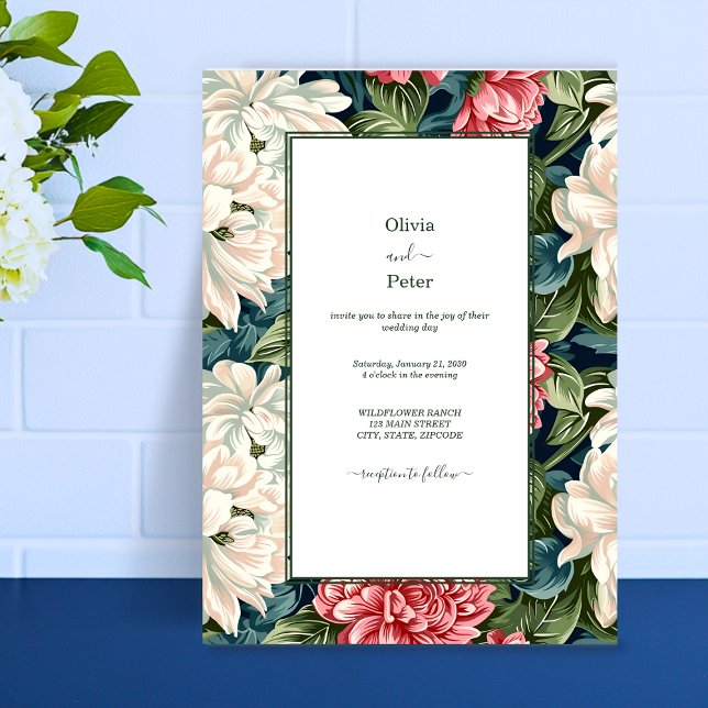 Invitación de boda floral moderna y audaz (Bold Modern Floral Wedding Invitation)