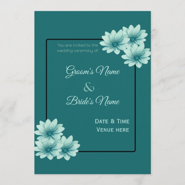 Invitación de boda floral monocromática moderna co (Anverso)