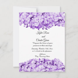 Invitación de boda floral morada monocromática