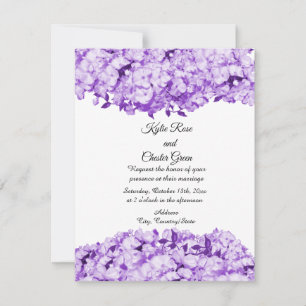 Invitación de boda floral morada monocromática