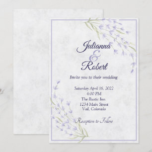 Invitación de boda floral morada simple