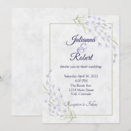 Invitación de boda floral morada simple