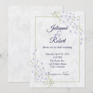 Invitación de boda floral morada simple