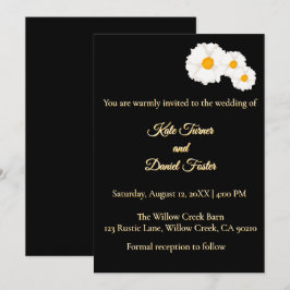 Invitación de boda floral negra