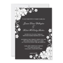 Invitación de boda - Floral negro y blanco