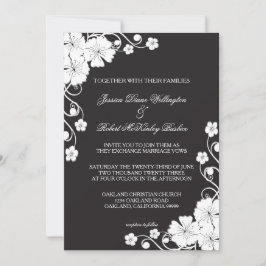 Invitación de boda - Floral negro y blanco
