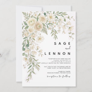 Invitación de Boda Floral Neutral Elegante
