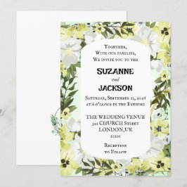 Invitación de boda floral neutral rústica