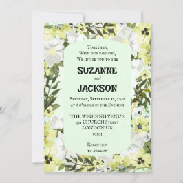 Invitación de boda floral neutral rústica