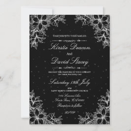 Invitación de boda floral ornamentada blanca